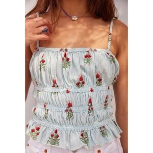 NWOT Free People We The Free Dolce Vita Tank Top in Blue Floral